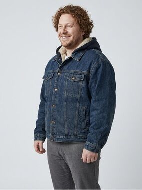 Men's Eagle Ridge Outfitter’s 3X Dark Blue Denim Jacket with Black Hood